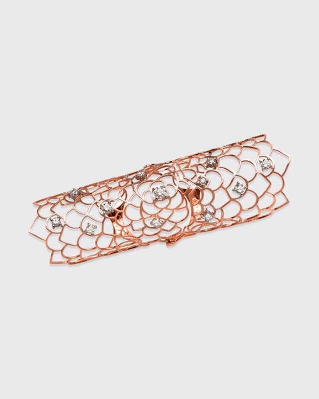 18k Rose Gold Moresca Long Hinged Armor Ring w/ Diamonds, Sizes 6.5 & 7.75